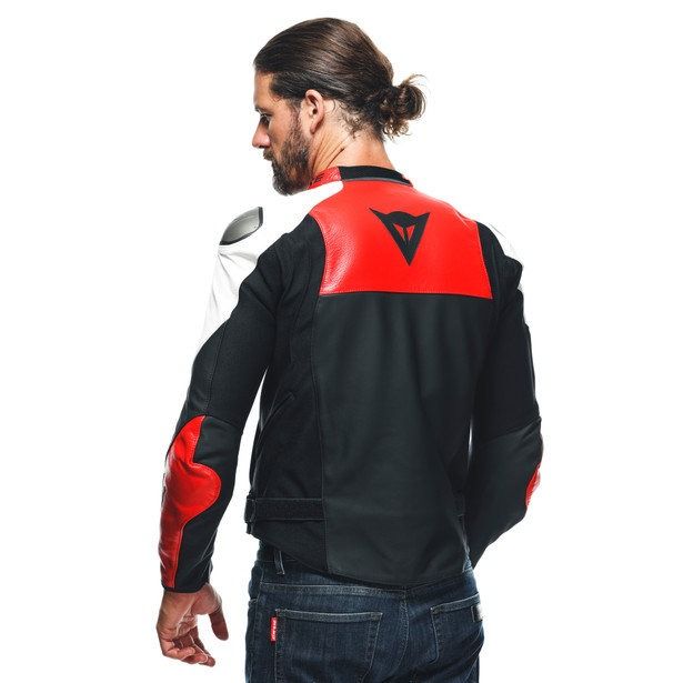 Dainese Sportiva Leather Jacket Black-Matt/Lava-Red/White : Delivery in 5 days